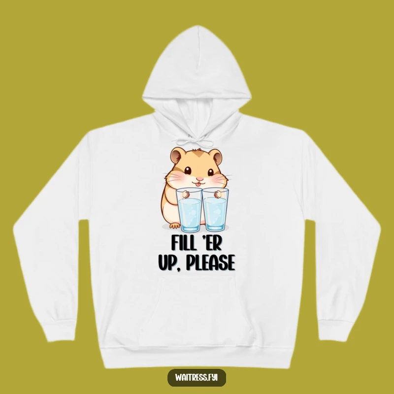 Funny Kawaii Hamster Hydration Hoodie: Cozy Care Funny Gift