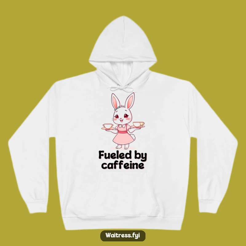 Funny Bunny Waitress Hoodie: Cozy Animal Cafe Apparel, Ultimate Funny Gift for Her