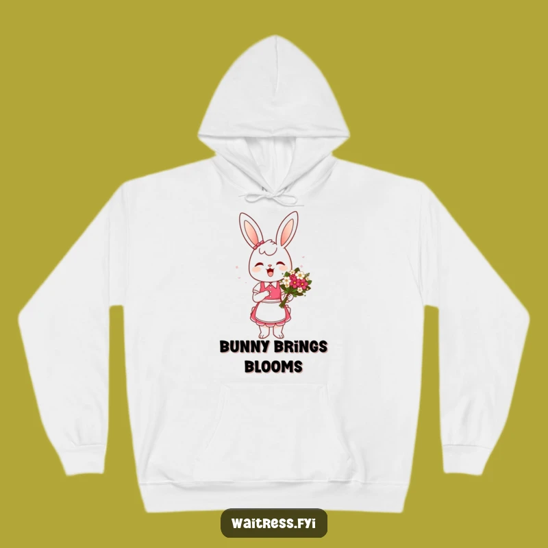 Funny Bunny Waitress Hoodie: Flower Bouquet Comfort - Hilarious Cozy Gift for Warm Hearts