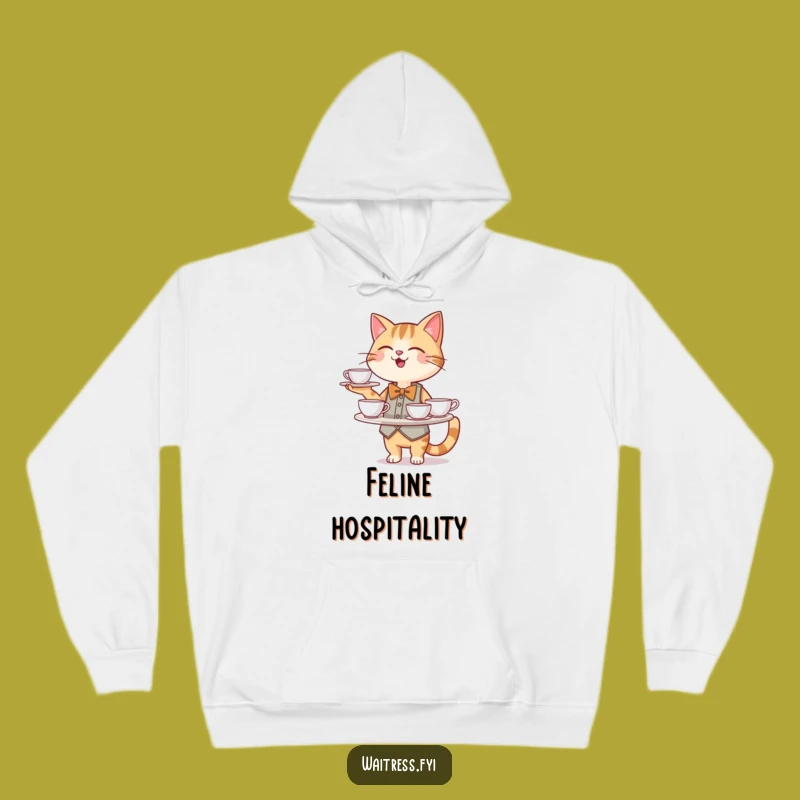Funny Cat Waiter Hoodie: Cozy Service & Teacups - The Ultimate Funny Gift