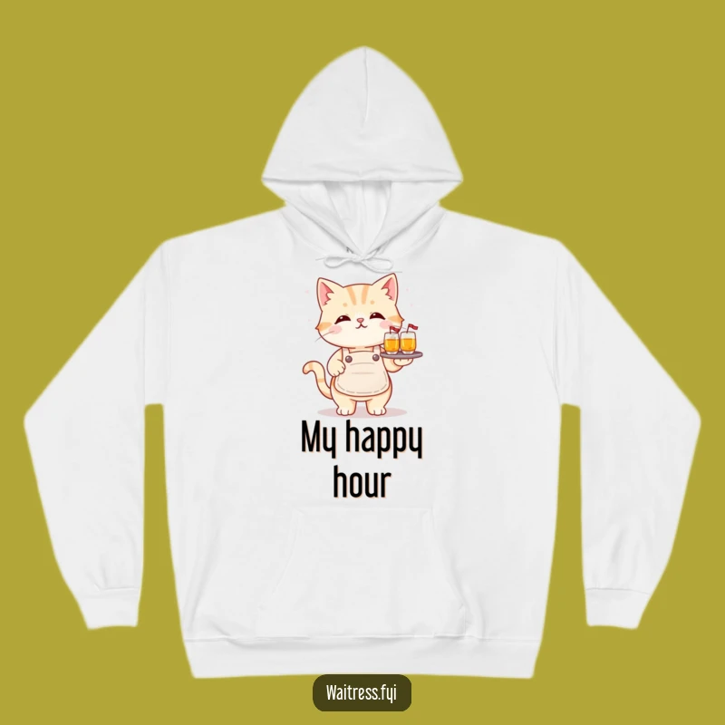 Cozy Funny Kawaii Cat Hoodie: Warmth with Adorable Drink Service