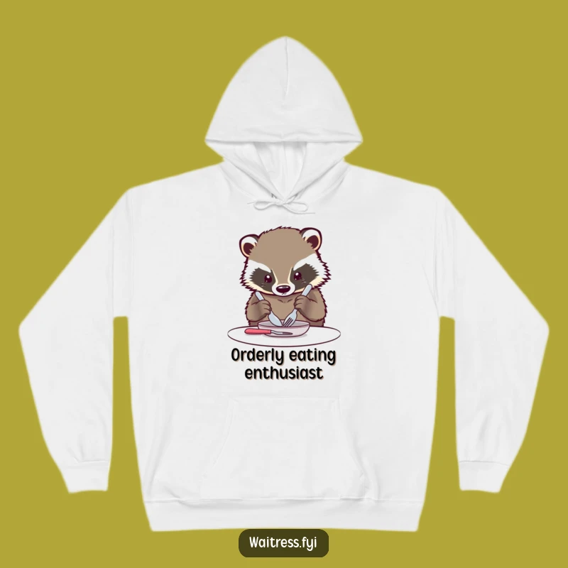 Funny Kawaii Badger Hoodie: Cozy Up with This Orderly Cutlery Arranger Gift