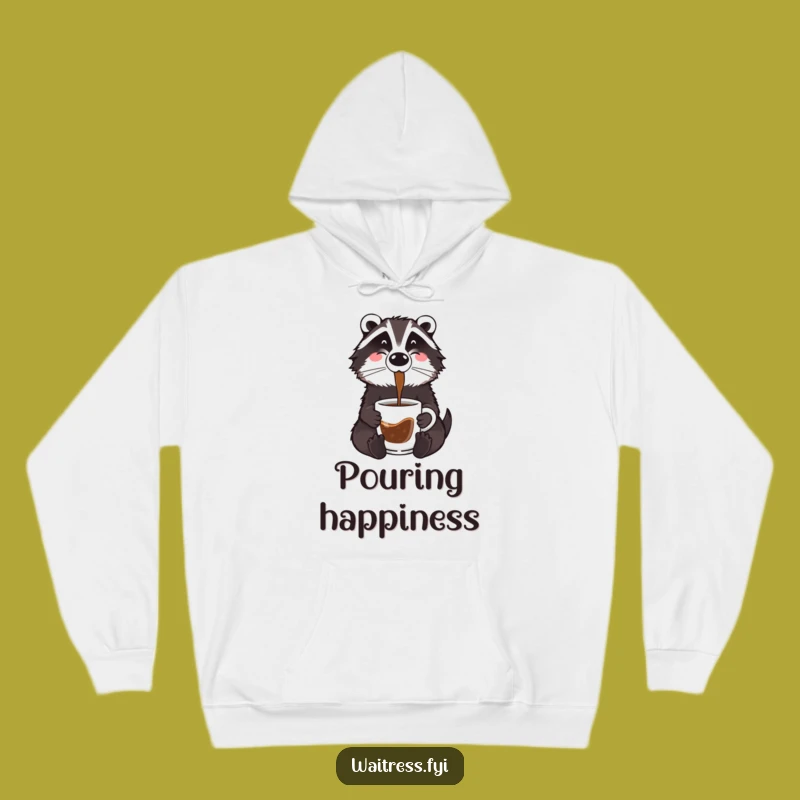Funny Badger Coffee Hoodie: Cozy Cartoon Brew Master, Ultimate Funny Gift!