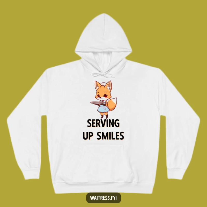 Cozy Fox Diner Waiter Funny Hoodie: Stay Warm with Whimsical Humor