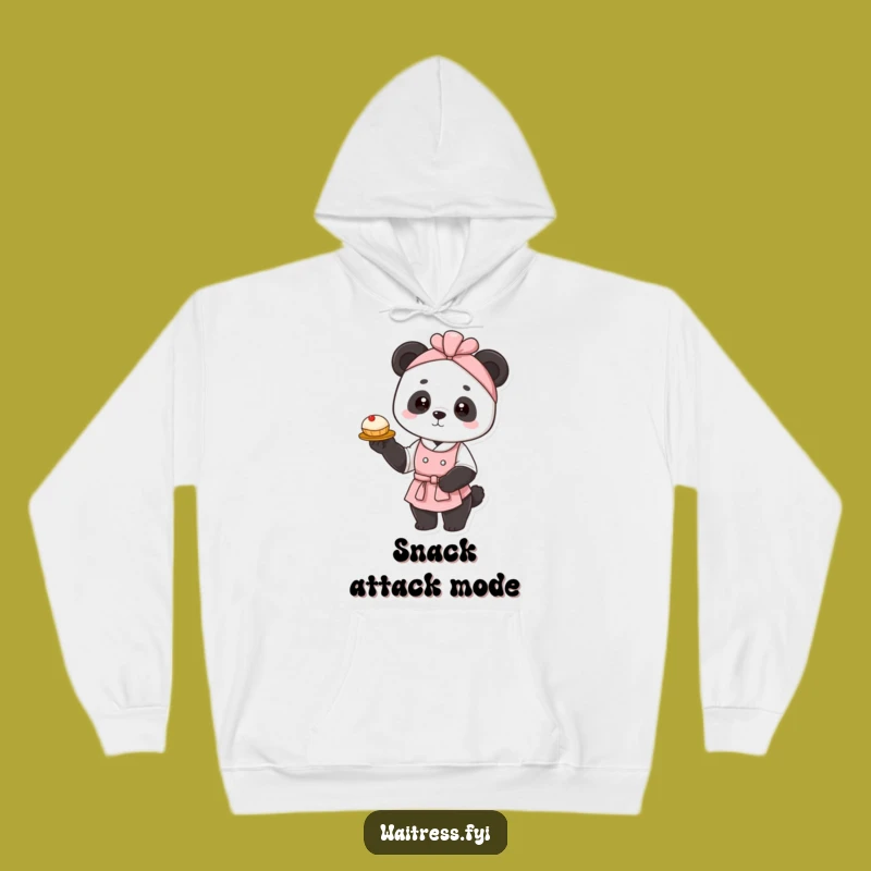 Cozy Funny Panda Waitress Hoodie: Elegant Pastry Comfort, Humorous Gift