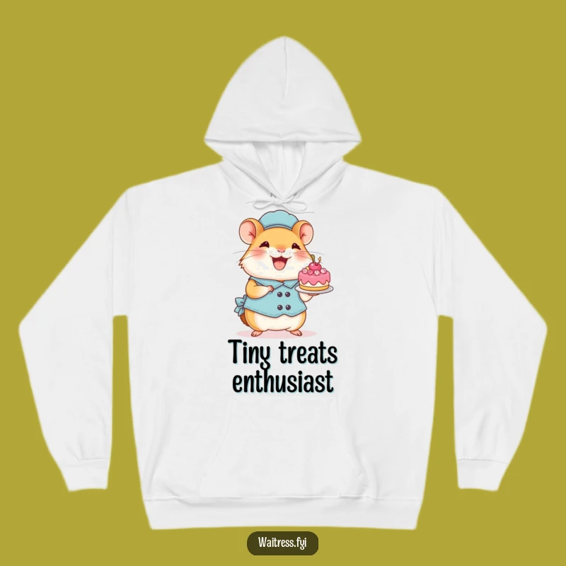 Funny Hamster Waitress Hoodie: Cozy Hamster Presents Cake, Warm Funny Gift