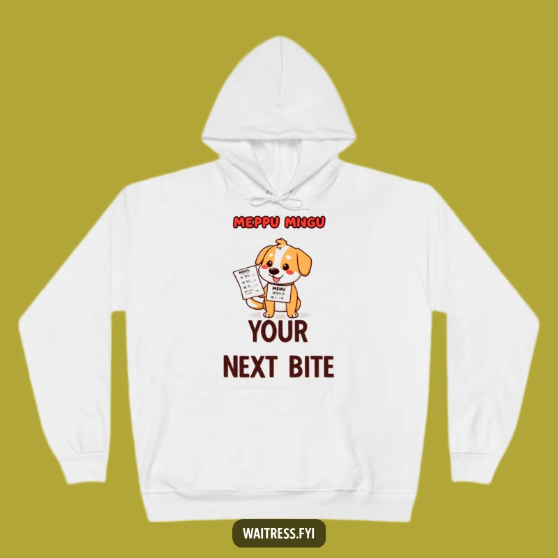 Funny Dog Waiter Hoodie: Cozy Cartoon Canine Delivers Big Laughs, Great Funny Gift!