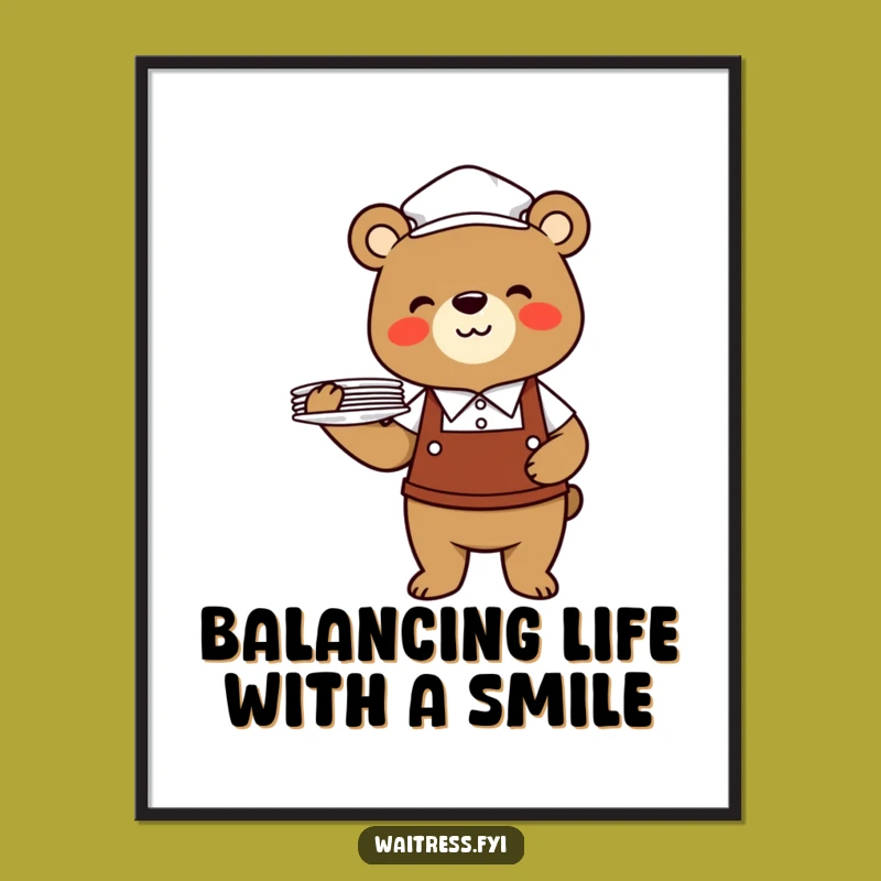 Free Printable Wall Art: Bear Waiter Serving Smiles, Whimsical Downloadable Decor!