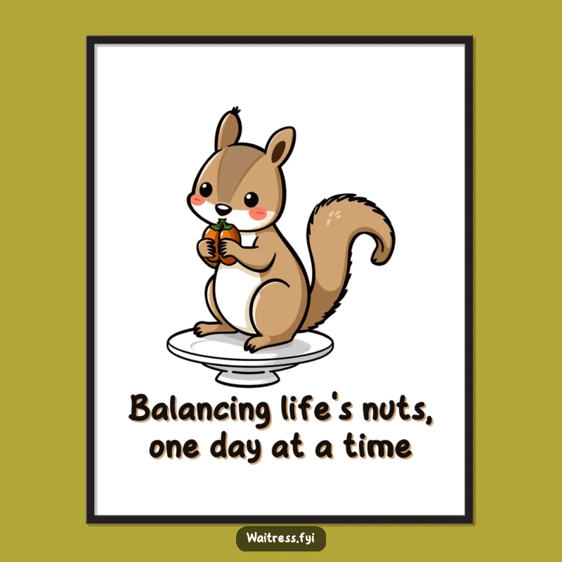Free Printable Wall Art: Squirrel Balancing Nuts - Quirky Downloadable Art