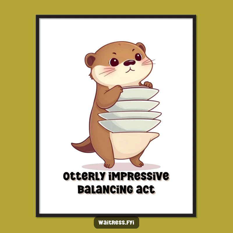 Free Printable Otter Plate Wall Art - Funny Balancing Act Downloadable Decor
