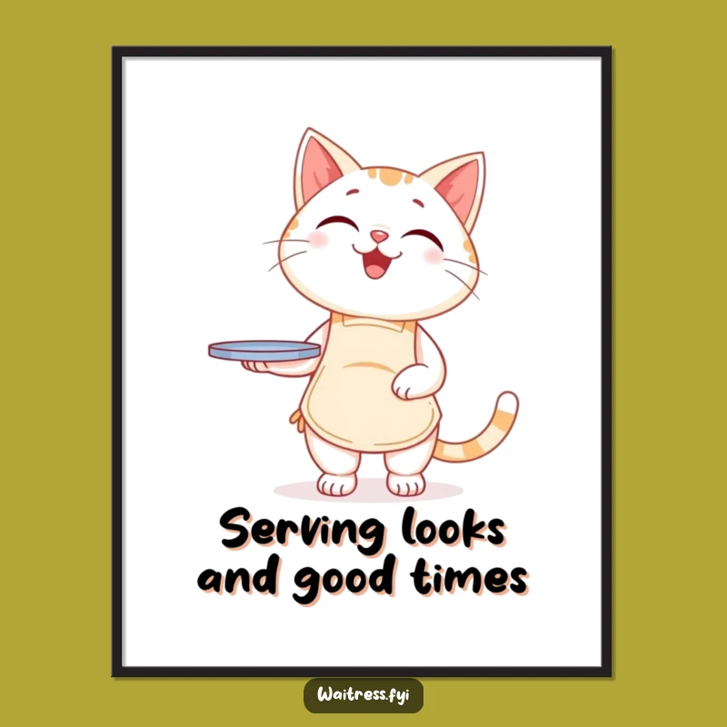 Free Printable Wall Art: Funny Cat Server Humorous Downloadable Art for Home