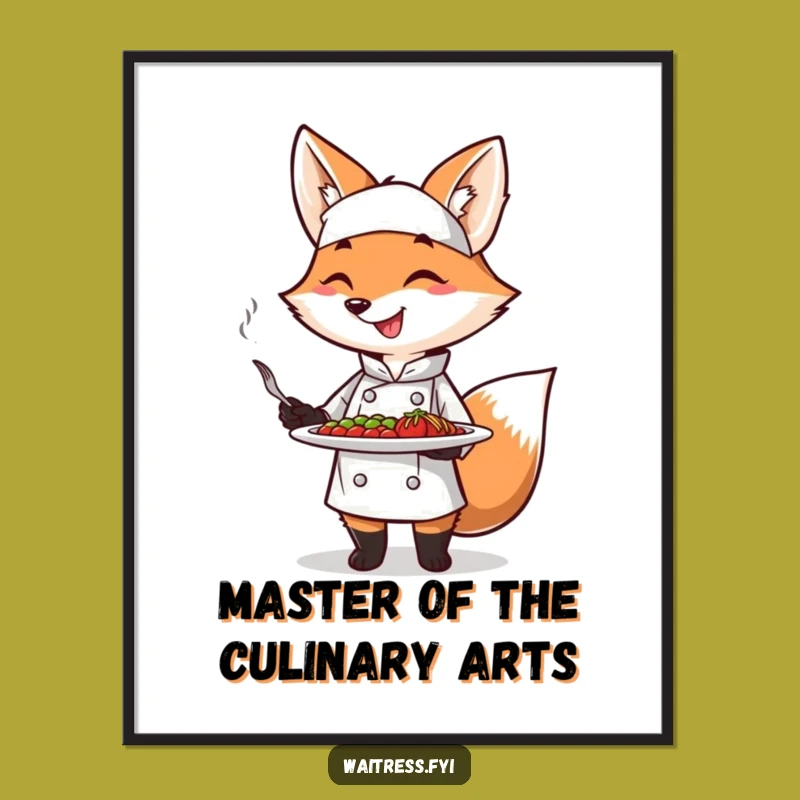 Free Printable Wall Art: Funny Fox Chef Plate Humor Decor Downloadable