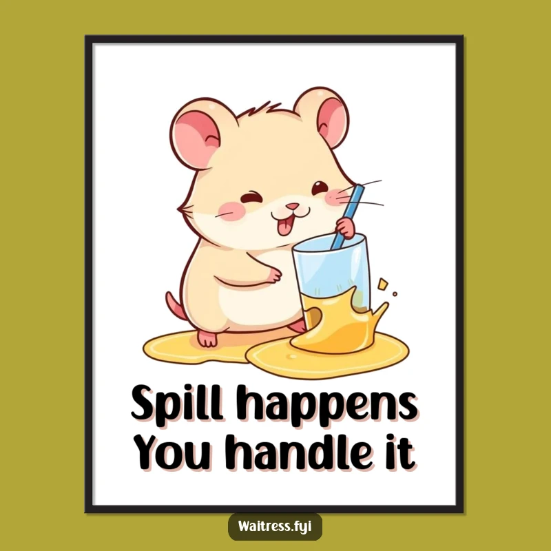 Free Printable Wall Art: Funny Hamster Spill Cleanup Art! Hilarious Downloadable Decor.