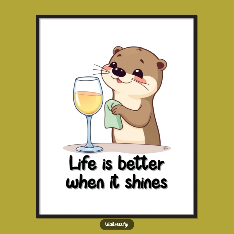 Free Printable Wall Art: Funny Otter Wine Glass Decor Downloadable