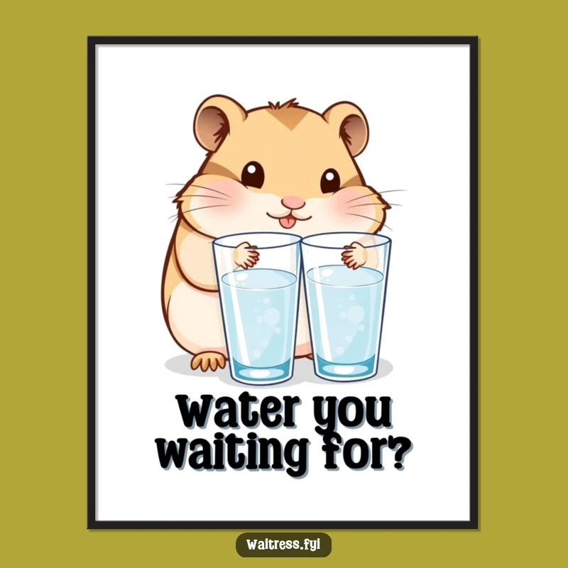 Free Printable Wall Art: Kawaii Hamster Refreshment Scene, Funny Downloadable Decor