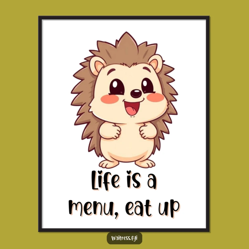 Free Printable Wall Art: Funny Hedgehog Menu Decor, Downloadable Art