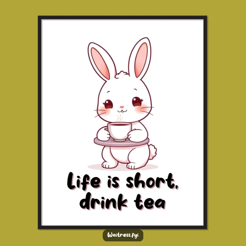 Free Printable Wall Art: Funny Bunny Tea Party Decor, Downloadable Art