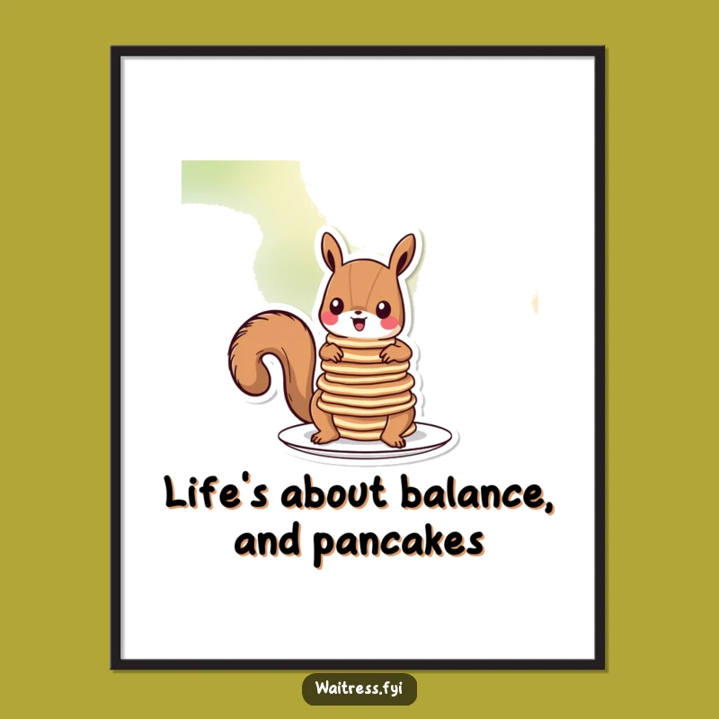 Free Printable Squirrel Wall Art: Funny Pancake Stacker - Humorous Downloadable Decor!