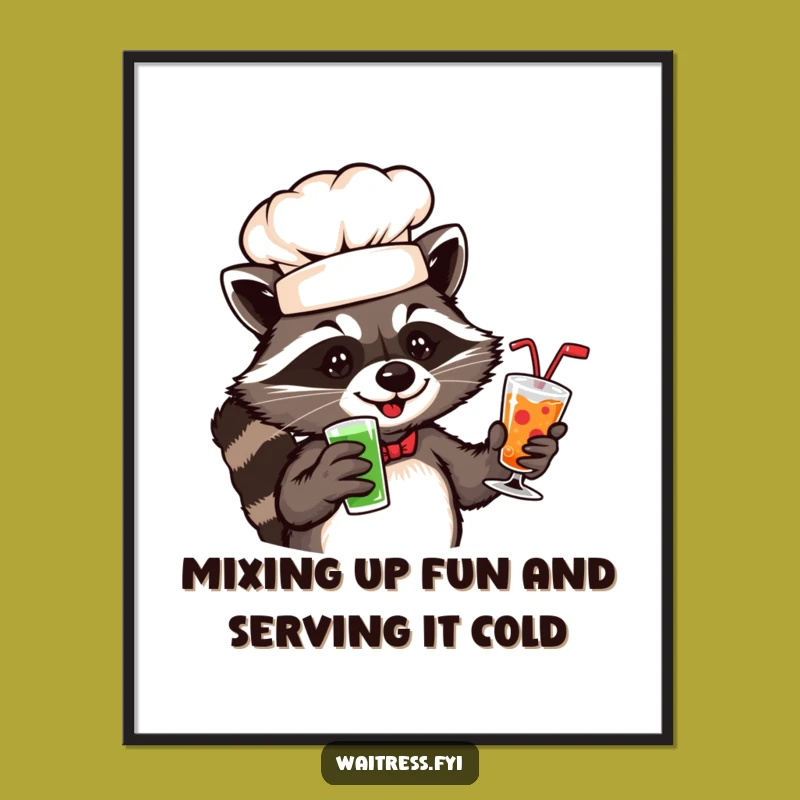 Free Printable Wall Art: Playful Raccoon Chef, Fun and Funny Downloadable Art for a Quirky Kitchen!