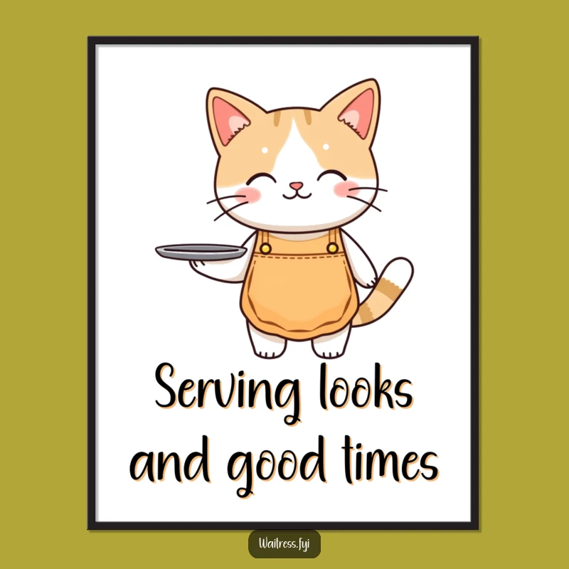 Free Printable Wall Art: Cute Cat Waiter Serving Up Charm, Hilarious Downloadable Decor!