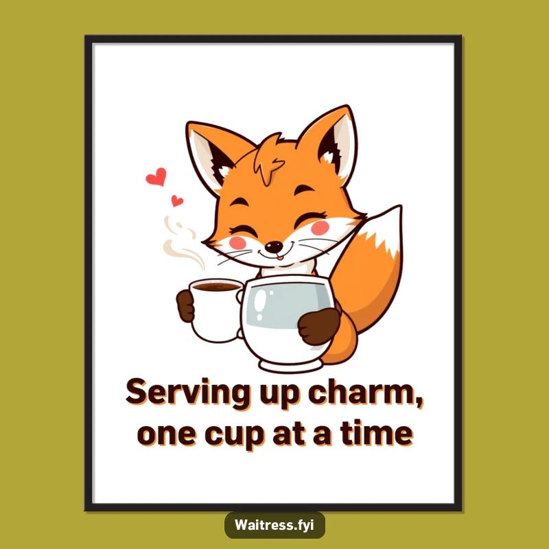 Free Printable Wall Art: Sly Fox Serving Coffee, Stylish Downloadable Decor!