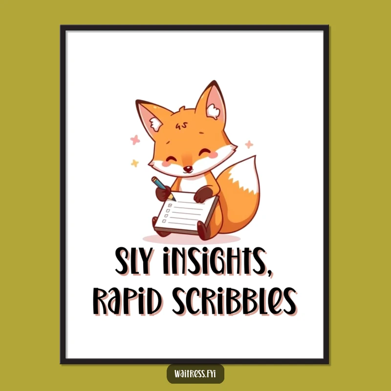 Funny Free Printable Wall Art: Playful Fox Scribbling, Quirky Downloadable Decor