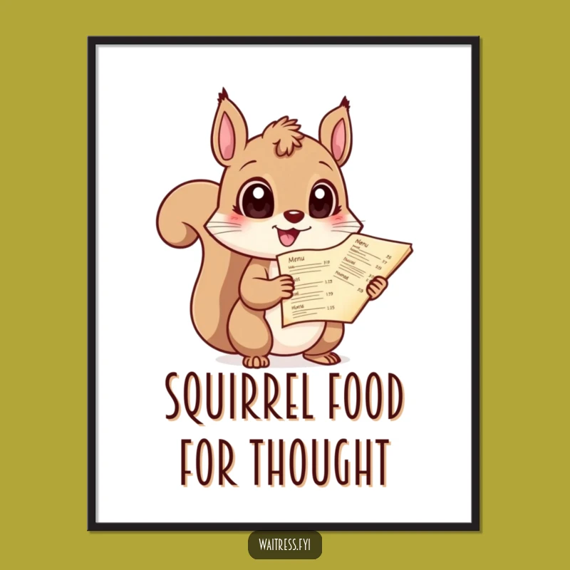 Funny Free Printable Wall Art: Giggling Squirrel Menu Art, Whimsical Downloadable Decor