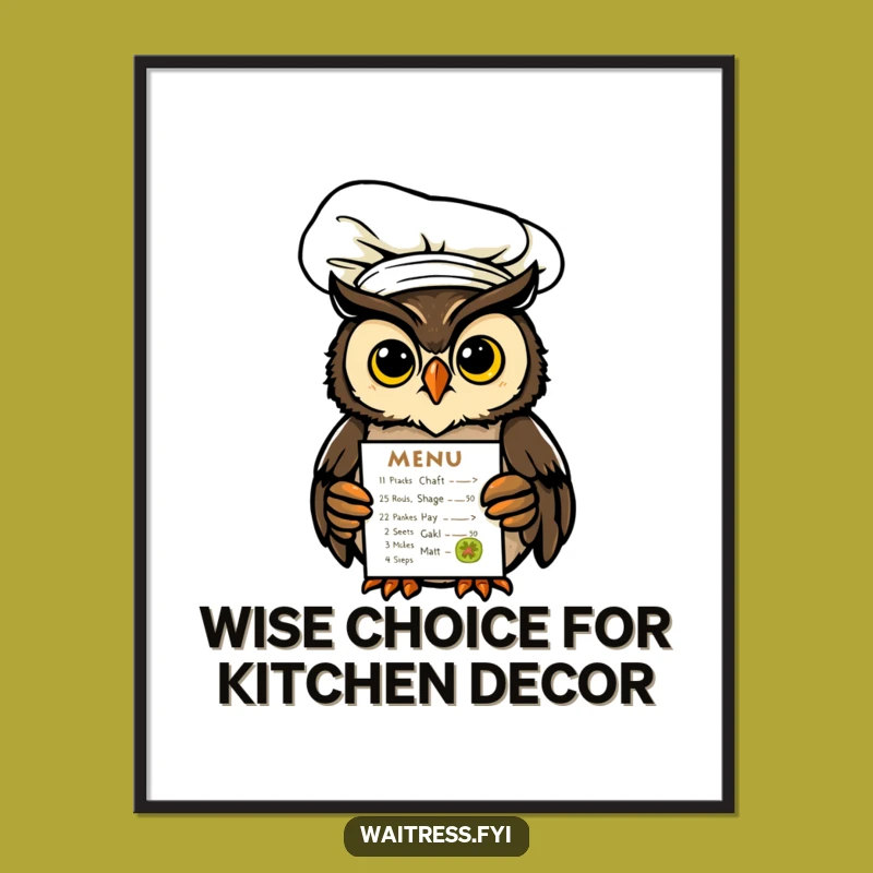 Free Printable Wall Art: Wise Owl Chef Menu - Humorous Downloadable Art