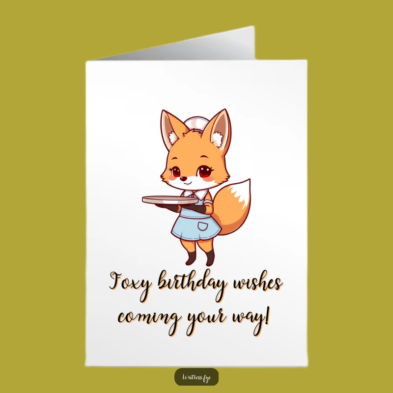 Free Printable Birthday Card: Funny Fox Server Delivering Smiles, A Deliciously Humorous Downloadable Gift!