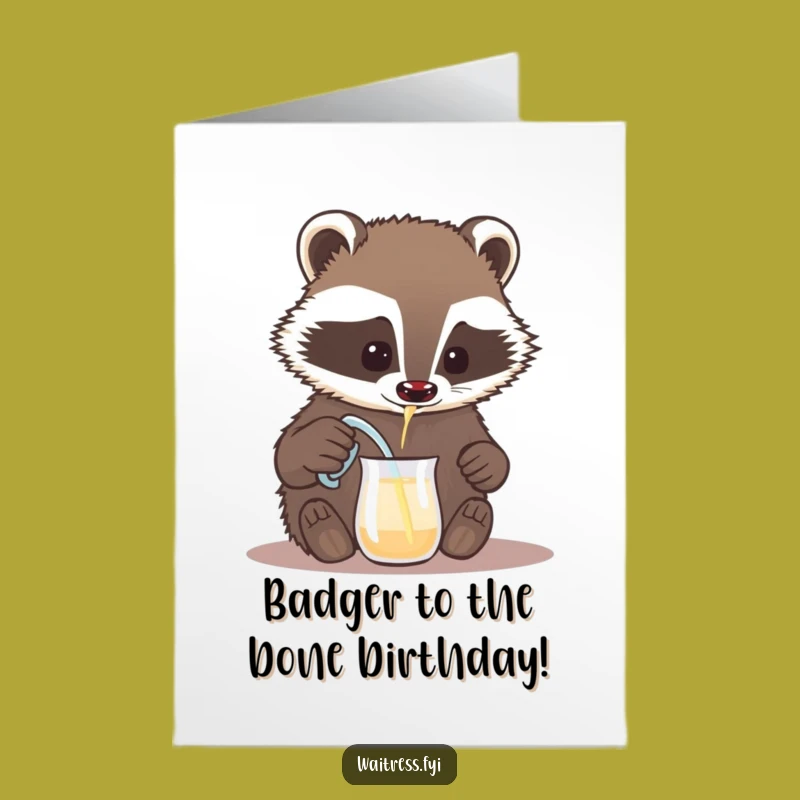 Free Printable Badger Birthday Card: Tiny Pitcher Pour Surprise, Funny Downloadable Gift