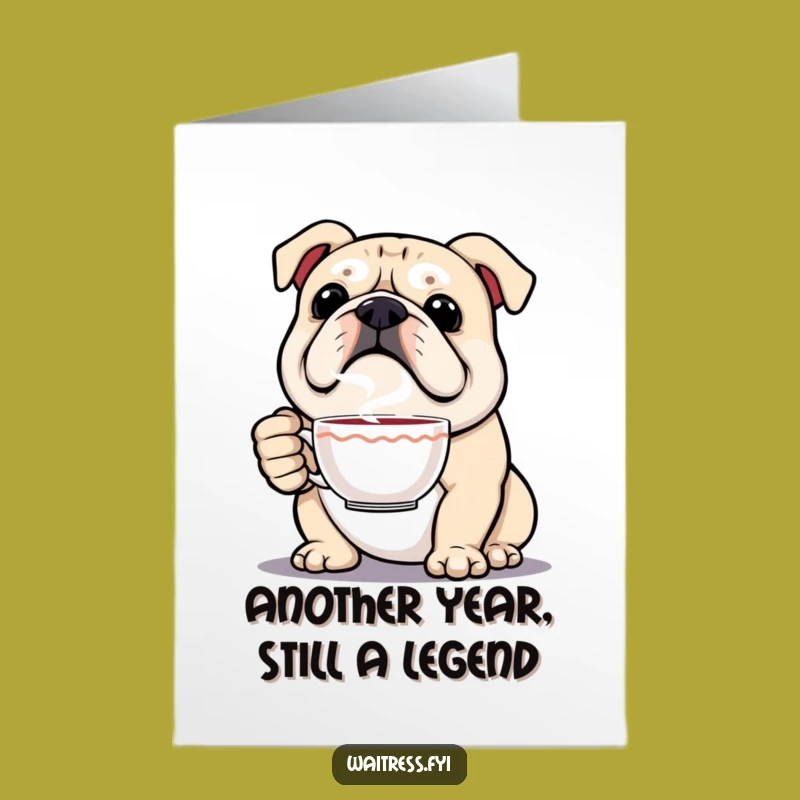 Free Printable Birthday Card: Funny Bulldog Barista DIY Gift for Coffee Lovers