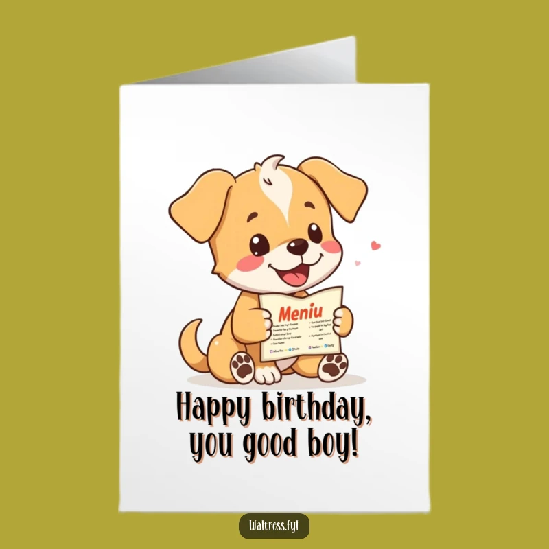 Free Printable Birthday Card: Funny Puppy Server DIY Gift for Dog Lovers