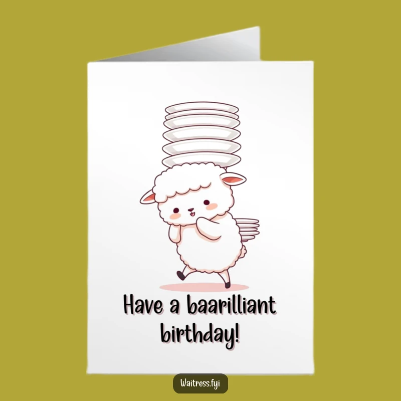Free Printable Birthday Card: Sheep's Plate Struggle, Funny Birthday Mishap