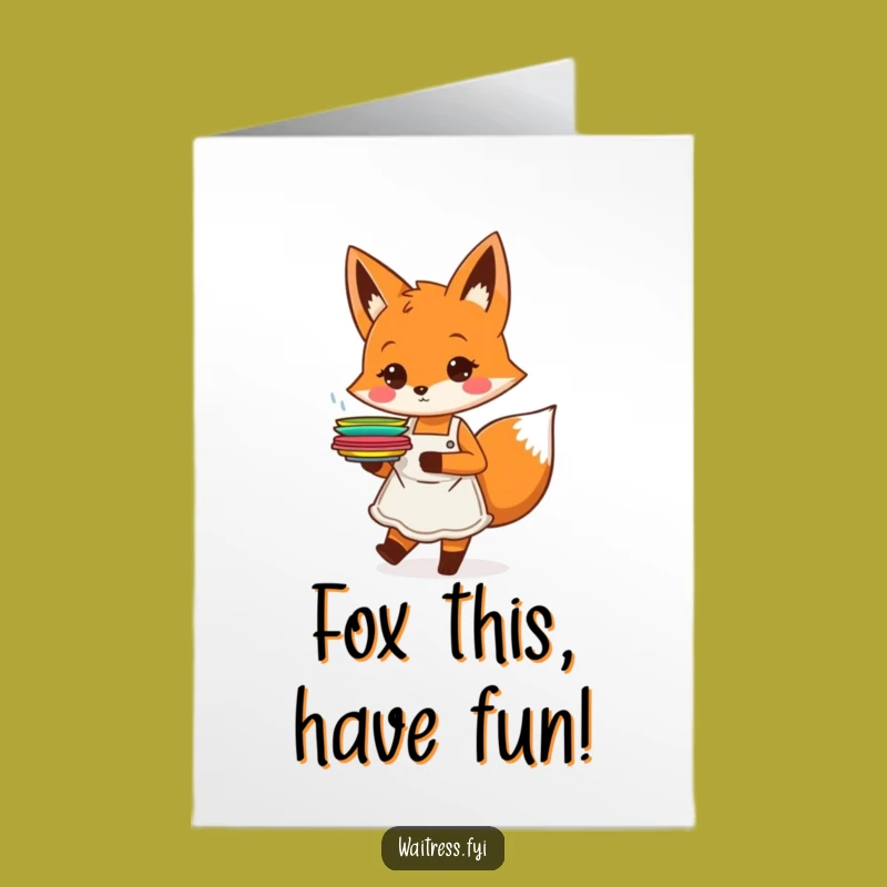 Free Printable Orange Fox Birthday Card: Funny Chef Greeting for Celebrations