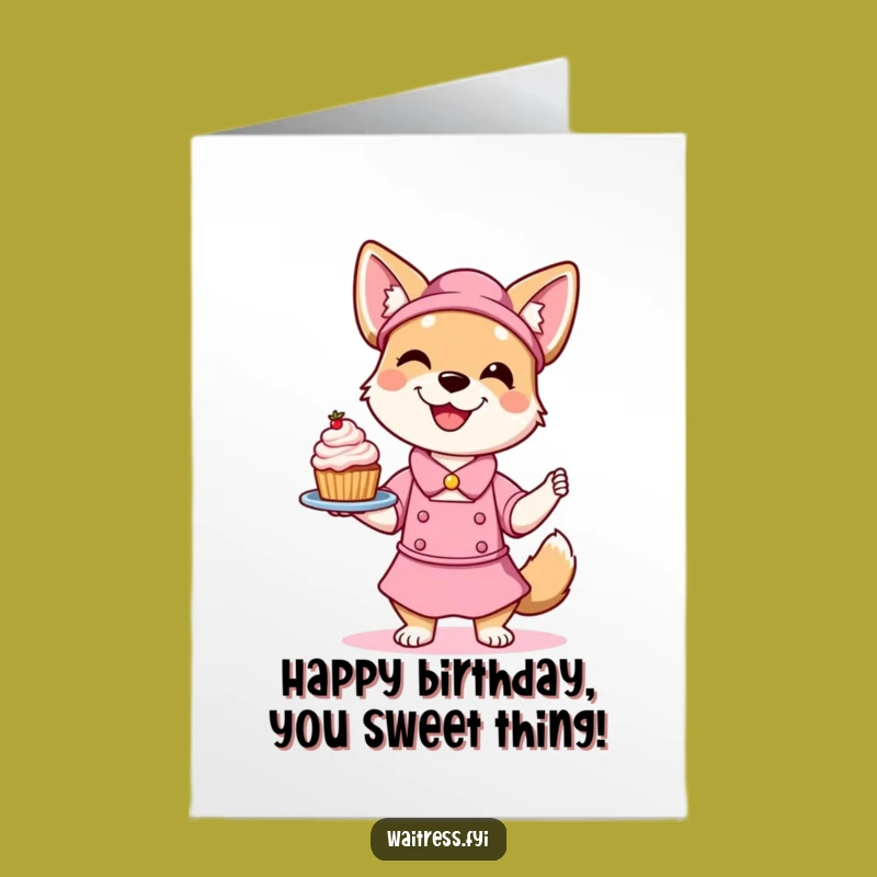 Free Printable Funny Dog Birthday Card - Dessert Surprise, Print at Home!