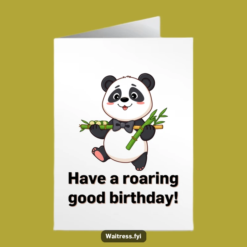 Free Printable Birthday Card: Panda Delivers Bamboo Birthday Cheer