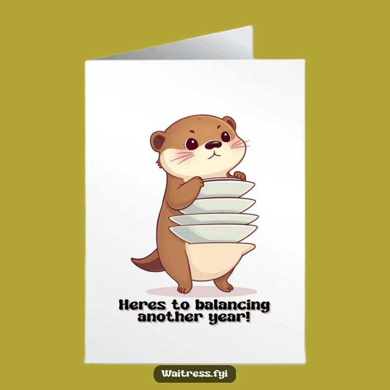 Free Printable Happy Birthday Otter Plate Card - Funny Balancing Act Gift