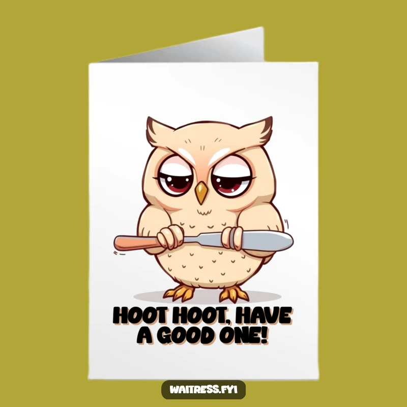 Free Printable Birthday Card: Focused Kawaii Owl Polishes Wishes for You