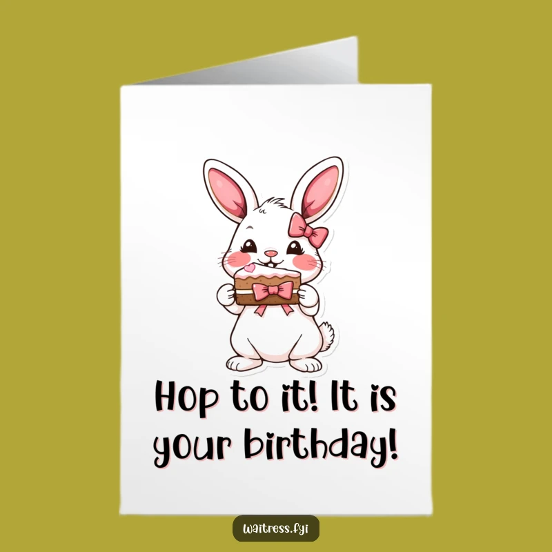 Free Printable Birthday Card: Bunny Brings Cake, A Sweet & Funny Downloadable Gift!