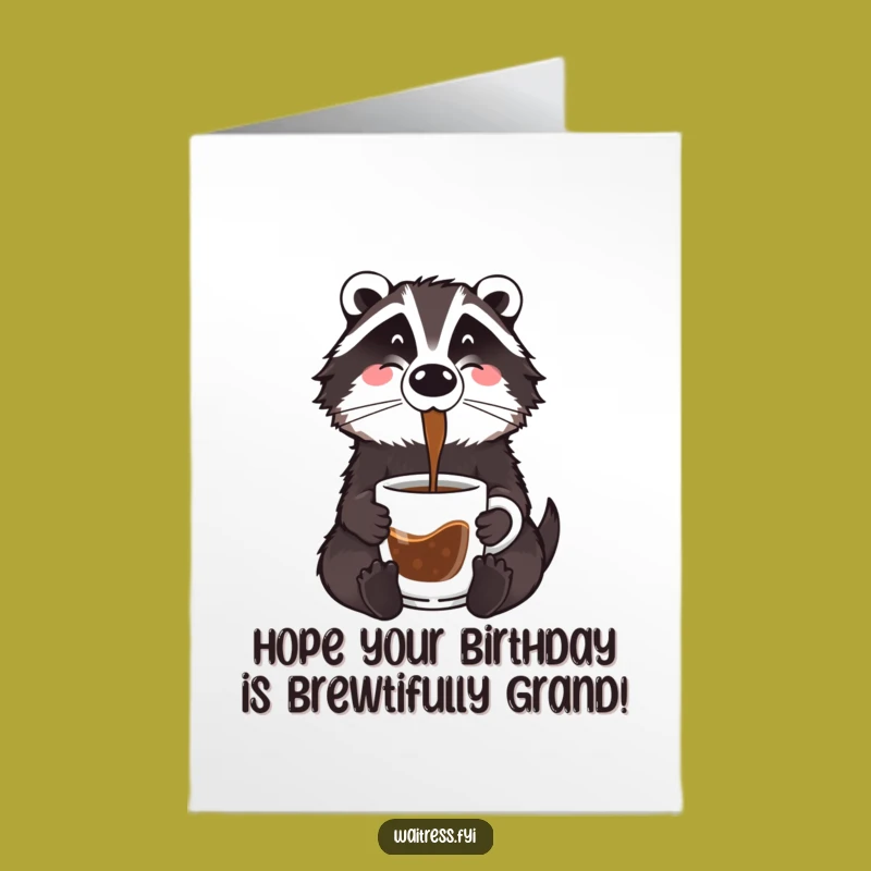 Free Printable Badger Birthday Card: Funny Coffee Badger - Downloadable Quirky Gift!