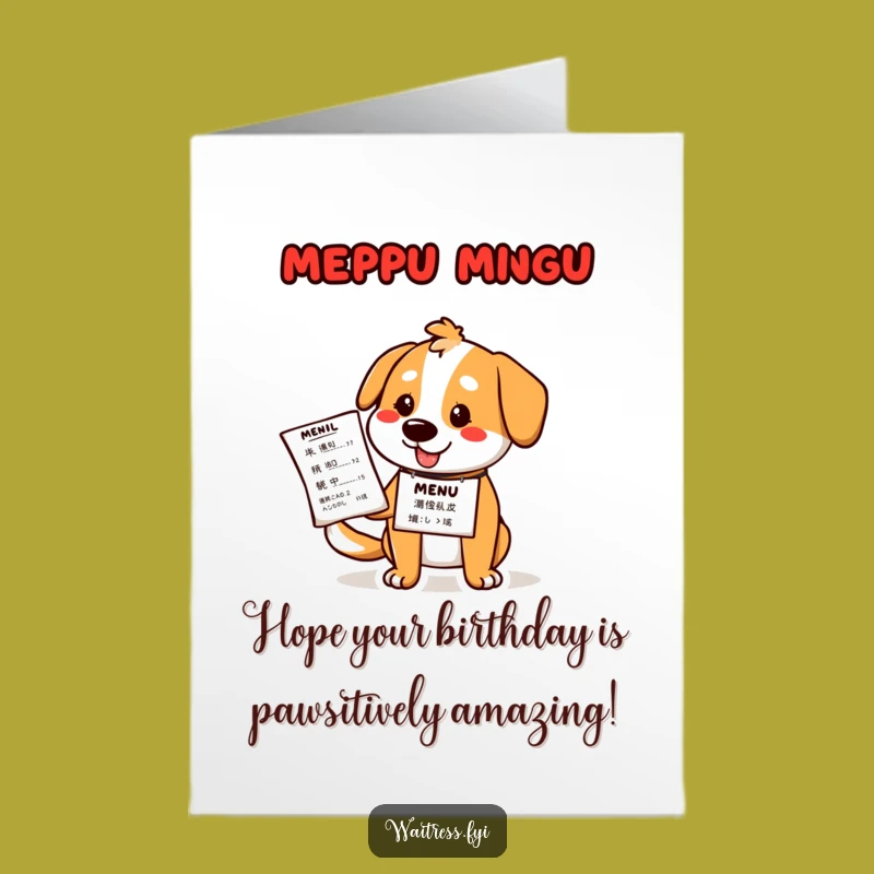 Free Printable Dog Birthday Card: Funny Cartoon Pup Serving Smiles - Downloadable Gift!