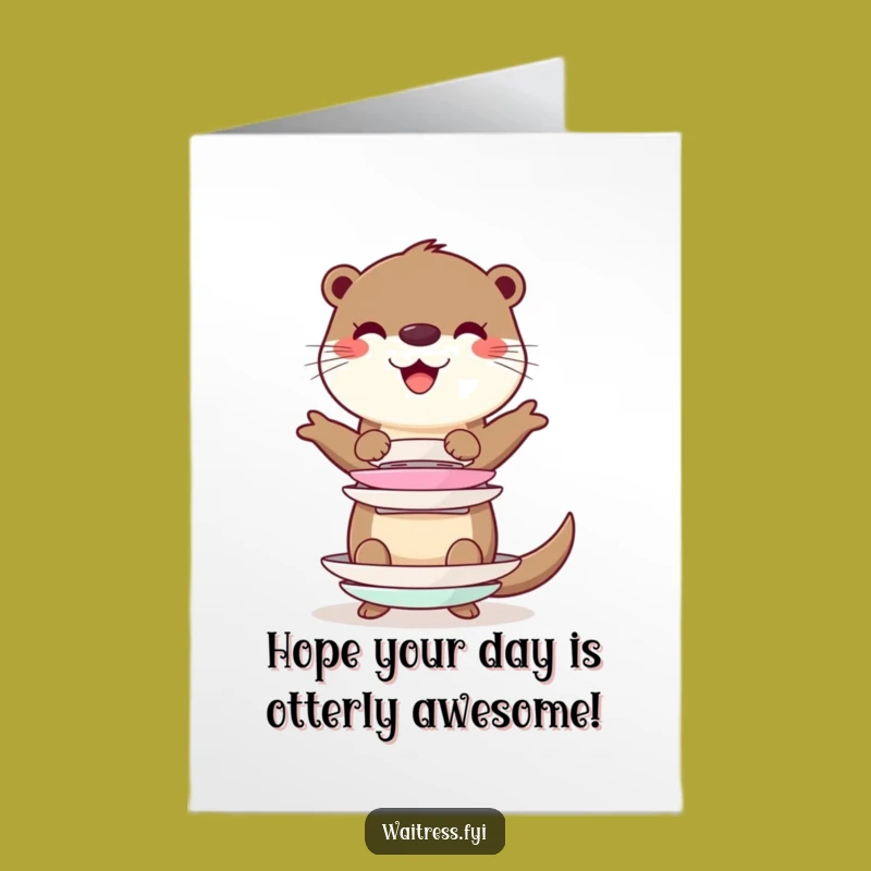 Free Printable Birthday Card: Otter's Balancing Act Greeting, Funny DIY Gift