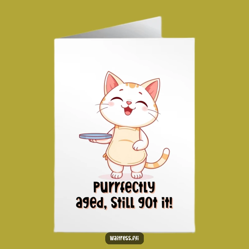 Free Printable Birthday Card: Funny Cat Server DIY Gift for Cat Lovers