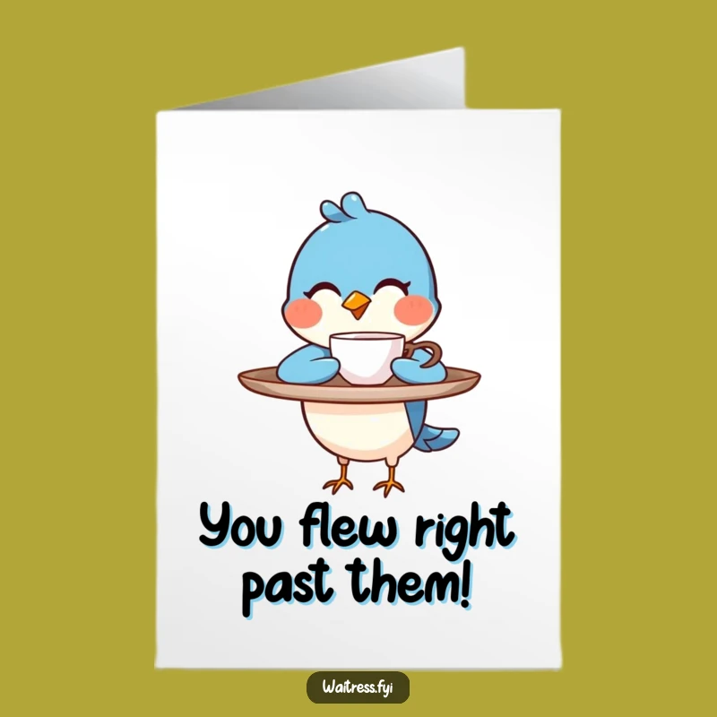 Free Printable Blue Bird Congrats Card: Witty Coffee Greeting for Achievements
