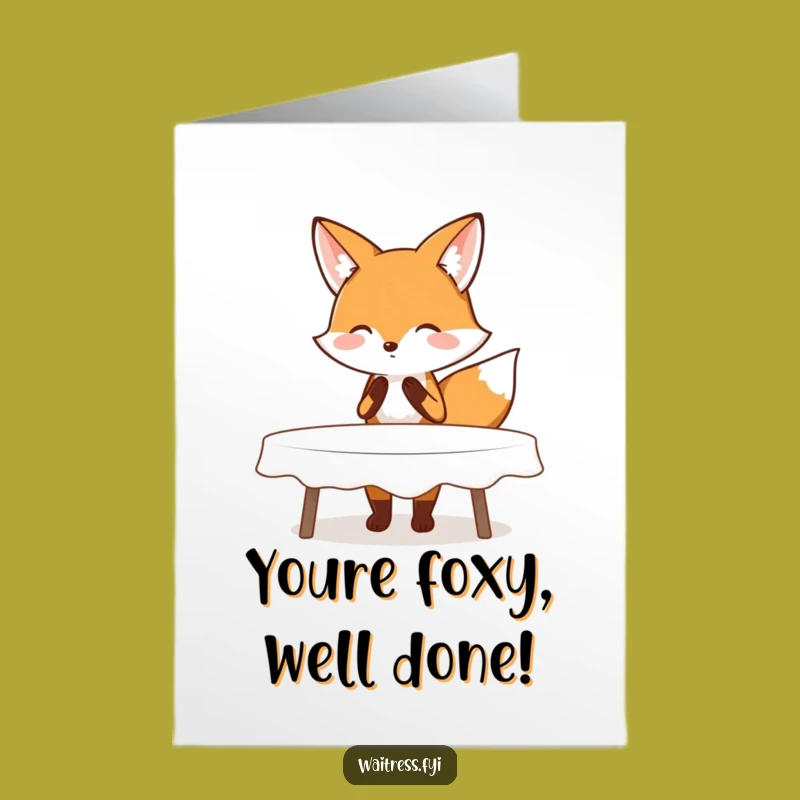 Free Printable Congrats Card: Fox Celebrates Success with Graceful Cuteness