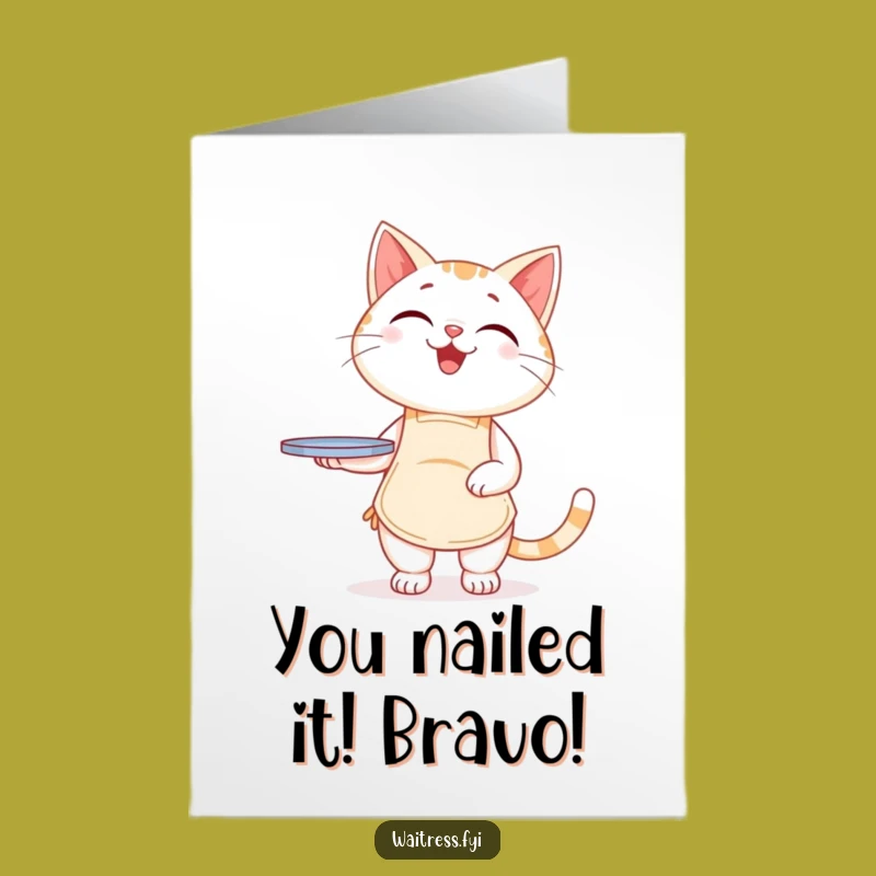 Free Printable Congrats Card: Funny Cat Server DIY Gift for Any Occasion