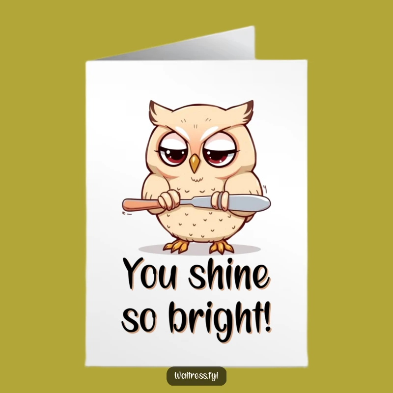 Free Printable Congrats Card: Kawaii Owl Polishes Your Success to a Gleam