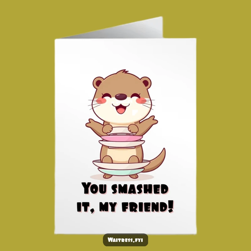 Free Printable Congrats Card: Otter's Juggling Success, Downloadable Gift