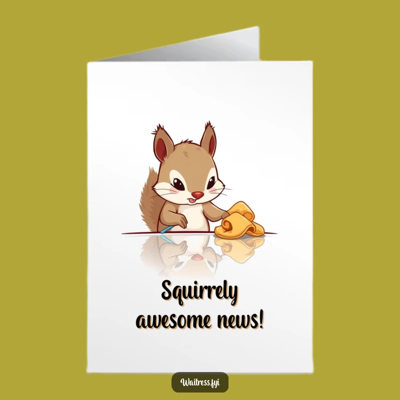 Free Printable Congrats Card: Squirrels Triumphantly Cleaning, Humorous Downloadable for Success