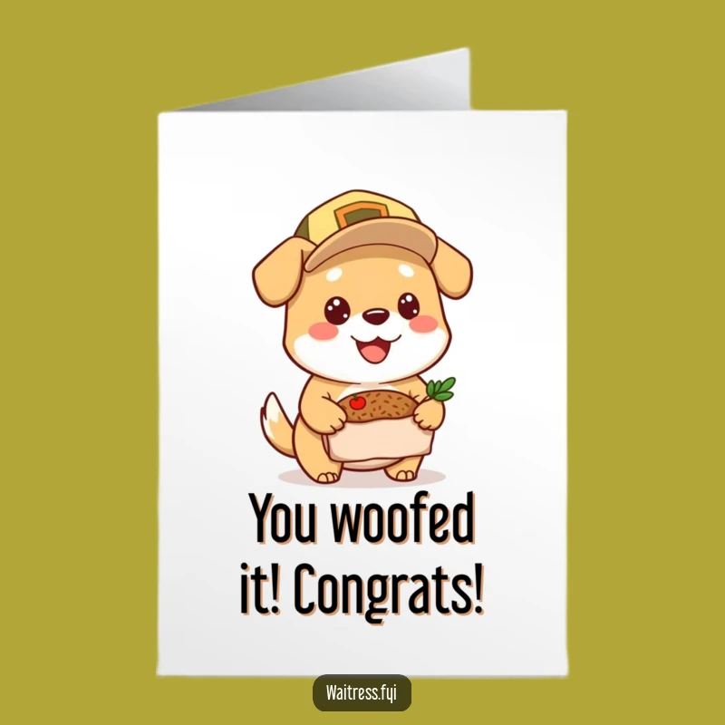 Free Printable Dog Congrats Card: Funny Pup Delivering Success - Downloadable Gift